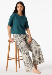 Schiesser T-Shirt cropped Petrol - Mix+Relax für Damen, Größe XXL, 100 % Baumwolle