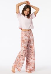 Schiesser Hose Orange/Weiss gemustert - Mix+Relax für Damen, Größe S, 100 % Baumwolle