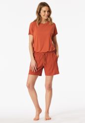 Schiesser Hose kurz Orange - Mix+Relax für Damen, Größe XS, 60 % Baumwolle, 40 % Viskose