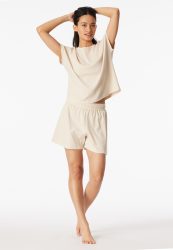 Schiesser Schlafanzug kurz Feinripp Soft Beige - Casual Feel für Damen, Größe XXL, 85 % Baumwolle, 15 % Polyester