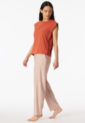 Schiesser Shirt ärmellos Orange - Mix+Relax für Damen, Größe S, 80 % Baumwolle, 20 % Leinen