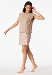 Schiesser Shirt ärmellos Beige - Mix+Relax für Damen, Größe XS, 80 % Baumwolle, 20 % Leinen