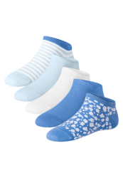 Schiesser Sneakersocken Damen 5er-Pack Blau/Weiss - Fashion für Damen, Größe 39/42, 77 % Baumwolle, 22 % Polyamid, 1 % Elasthan