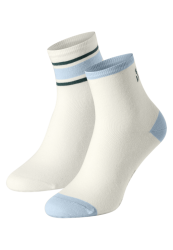 Schiesser Socken Damen 2er-Pack Weiss/Blau - Fashion für Damen, Größe 35/38, 77 % Baumwolle, 22 % Polyamid, 1 % Elasthan