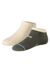 Schiesser Sneakersocken Herren 2er-Pack Grün/Off-White - Fashion für Herren, Größe 39/42, 77 % Baumwolle, 22 % Polyamid, 1 % Elasthan