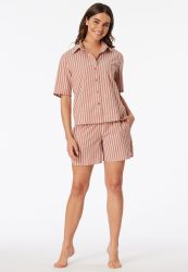 Schiesser Pyjama kurz Rot gestreift - Selected Premium für Damen, Größe S, 82 % Baumwolle, 17 % Polyester, 1 % Elasthan