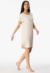 Schiesser Nachthemd kurzarm Soft Beige - Modern Allure für Damen, Größe XL, 65 % Modal, 35 % Baumwolle