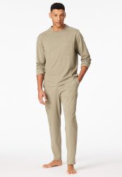 Schiesser Schlafanzug Beige - Modern Nightwear für Herren, Größe S, 73 % Baumwolle, 27 % Polyester