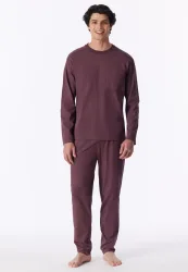 Schiesser Schlafanzug Bordeaux - Modern Nightwear für Herren, Größe M, 73 % Baumwolle, 27 % Polyester