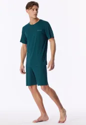 Schiesser Schlafanzug kurz Petrol - Modern Bonded für Herren, Größe S, 60 % Baumwolle, 40 % Modal