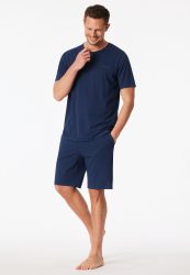 Schiesser Schlafanzug kurz Dunkelblau - Modern Bonded für Herren, Größe XL, 60 % Baumwolle, 40 % Modal