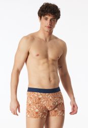 Schiesser Enge Boxershorts Orange gemustert - 95/5 für Herren, Größe L, 95 % Baumwolle, 5 % Elasthan