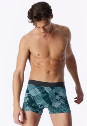 Schiesser Enge Boxershorts Grün gemustert - 95/5 für Herren, Größe S, 95 % Baumwolle, 5 % Elasthan