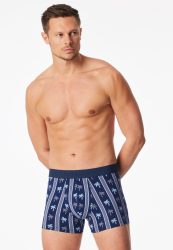 Schiesser Enge Boxershorts Dunkelblau gemustert - 95/5 für Herren, Größe M, 95 % Baumwolle, 5 % Elasthan