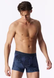 Schiesser Enge Boxershorts Blau gemustert - 95/5 für Herren, Größe L, 95 % Baumwolle, 5 % Elasthan