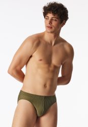 Schiesser Slip Grün gestreift - Long Life Soft für Herren, Größe M, 85 % Polyamid, 15 % Elasthan