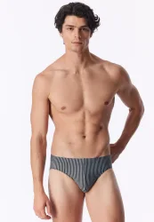 Schiesser Slip Schwarz/Weiss gestreift - Pure Micro für Herren, Größe S, 85 % Polyamid, 15 % Elasthan