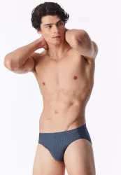 Schiesser Slip Blau gestreift - Pure Micro für Herren, Größe L, 85 % Polyamid, 15 % Elasthan