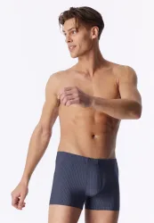 Schiesser Enge Boxershorts Blau gestreift - Pure Micro für Herren, Größe S, 85 % Polyamid, 15 % Elasthan
