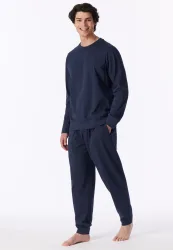 Schiesser Schlafanzug Dunkelblau - Modern Nightwear für Herren, Größe M, 73 % Baumwolle, 27 % Polyester