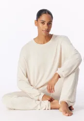 Schiesser Lounge Set mit Bündchen Off White - Casual Fashion für Damen, Größe S, 65 % Viskose, 5 % Elasthan, 30 % Baumwolle