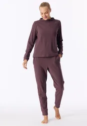 Schiesser Schlafanzug mit Bündchen Bordeaux - Selected Premium Warming für Damen, Größe 4XL, 70 % Modal, 5 % Elasthan, 25 % Viskose