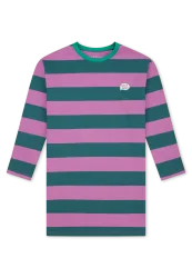 Schiesser Nachthemd langarm Lila/Grün gestreift - Nightwear für Mädchen, Größe 3Y, 100 % Baumwolle