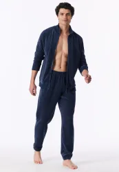Schiesser Jogginganzug Blau - Casual Nightwear für Herren, Größe L, 75 % Baumwolle, 25 % Polyester