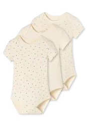 Schiesser Body kurzarm Feinripp 3er-Pack Bunt gemustert - Baby, Größe 6M, 100 % Baumwolle