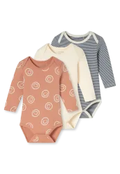 Schiesser Body Feinripp 3er-Pack Bunt gemustert - Baby, Größe 6M, 100 % Baumwolle