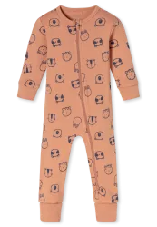 Schiesser Strampler Feinripp Orange gemustert - Baby, Größe 3M, 100 % Baumwolle