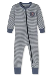 Schiesser Strampler Feinripp Blau/Weiss gestreift - Baby, Größe 6M, 100 % Baumwolle