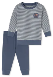 Schiesser Schlafanzug Feinripp Blau gestreift - Baby, Größe 6M, 100 % Baumwolle