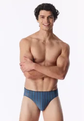 Schiesser Slip Blau/Grau gestreift - Long Life Soft für Herren, Größe M, 55 % Modal, 35 % Polyester, 10 % Elasthan