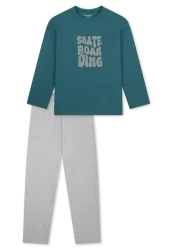 Schiesser Schlafanzug Petrol/Grau - Nightwear für Jungen, Größe 3Y, 100 % Baumwolle