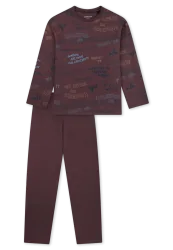 Schiesser Schlafanzug Bordeaux gemustert - Nightwear für Jungen, Größe 4Y, 100 % Baumwolle