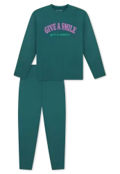 Schiesser Schlafanzug mit Bündchen Petrol - Nightwear für Mädchen, Größe 4Y, 100 % Baumwolle