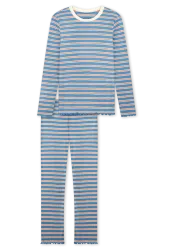 Schiesser Schlafanzug Blau/Orange gestreift - Nightwear für Mädchen, Größe 6Y, 100 % Baumwolle