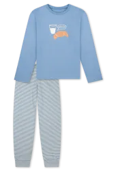 Schiesser Schlafanzug mit Bündchen Blau/Weiss gestreift - Nightwear für Mädchen, Größe 4Y, 100 % Baumwolle