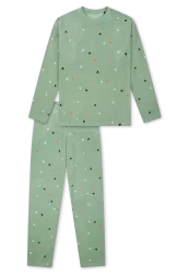 Schiesser Schlafanzug Grün gemustert - Nightwear für Mädchen, Größe 3Y, 75 % Baumwolle, 25 % Polyester