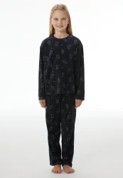 Schiesser Schlafanzug Dunkelblau gemustert - Nightwear für Mädchen, Größe 4Y, 75 % Baumwolle, 25 % Polyester