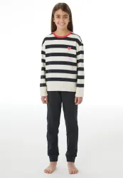Schiesser Schlafanzug mit Bündchen Dunkelblau/Weiss gestreift - Nightwear für Mädchen, Größe 6Y, 100 % Baumwolle