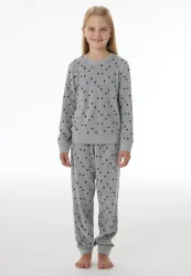 Schiesser Schlafanzug mit Bündchen Grau gemustert - Nightwear für Mädchen, Größe 6Y, 80 % Baumwolle, 20 % Polyester
