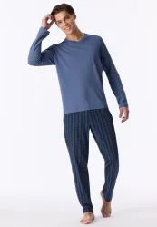 Schiesser Shirt V-Ausschnitt Blau - Mix+Relax für Herren, Größe S, 100 % Baumwolle