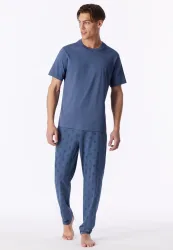 Schiesser T-Shirt Blau - Mix+Relax für Herren, Größe M, 100 % Baumwolle