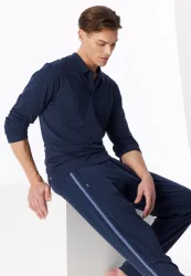 Schiesser Poloshirt Blau - Mix+Relax für Herren, Größe S, 100 % Baumwolle