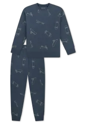 Schiesser Schlafanzug mit Bündchen Dunkelblau gemustert - Nightwear für Jungen, Größe 3Y, 100 % Baumwolle