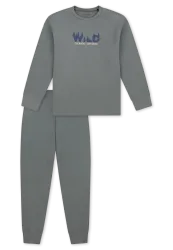 Schiesser Schlafanzug mit Bündchen Grau - Nightwear für Jungen, Größe 6Y, 100 % Baumwolle