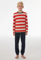 Schiesser Schlafanzug mit Bündchen Bunt gestreift - Nightwear für Jungen, Größe 4Y, 100 % Baumwolle