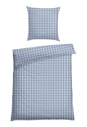 Schiesser Bettwäscheset 2-teilig Blau kariert - SCHIESSER Home, Größe 135*200, 100 % Baumwolle
